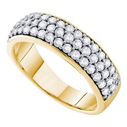 1 CTW Pave-set Diamond Triple Row Wedding Ring 10KT Yellow Gold - REF-82W4K