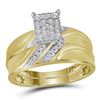 Image 2 : 0.35 CTW Diamond Cluster Matching Trio His & Hers Ring 10KT Yellow Gold - REF-48N7F