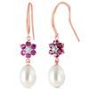 Image 1 : Genuine 9.01 ctw Amethyst, Pearl & Diamond Earrings Jewelry 14KT Rose Gold - REF-44K3V