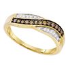 Image 1 : 0.25 CTW Cognac-brown Color Diamond Ring 10KT Yellow Gold - REF-14F9N
