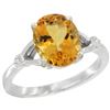 Image 1 : Natural 2.41 ctw Citrine & Diamond Engagement Ring 14K White Gold - REF-33V8F