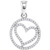 Image 1 : 0.25 CTW Diamond Circular Captured Heart Circle Pendant 10KT White Gold - REF-18Y2X