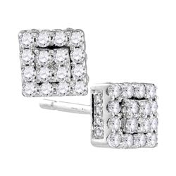 0.30 CTW Diamond Square Cluster Earrings 10KT White Gold - REF-19H4M