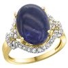 Image 1 : Natural 4.91 ctw lapis-lazuli & Diamond Engagement Ring 14K Yellow Gold - REF-83N2G