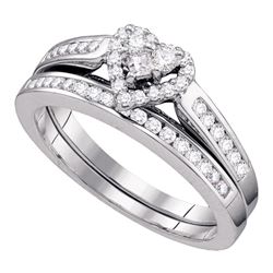 0.55 CTW Diamond Heart Bridal Engagement Ring 10KT White Gold - REF-37W5K