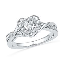 0.25 CTW Diamond Heart Love Ring 10KT White Gold - REF-25M4H