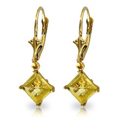 Genuine 3.2 ctw Citrine Earrings Jewelry 14KT Yellow Gold - REF-30N2R