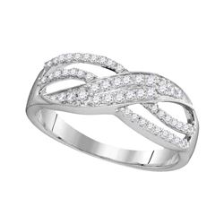 0.30 CTW Diamond Crossover Ring 10KT White Gold - REF-19W4K