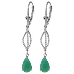 Genuine 2 ctw Emerald Earrings Jewelry 14KT White Gold - REF-63V3W