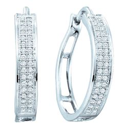 0.20 CTW Diamond Hoop Earrings 10KT White Gold - REF-18M7H