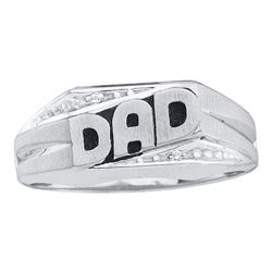 0.01 CTW Mens Diamond Dad Ring 14KT White Gold - REF-22X4Y