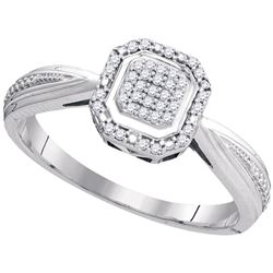 0.10 CTW Diamond Square Cluster Tapered Shank Ring 10KT White Gold - REF-18W2K