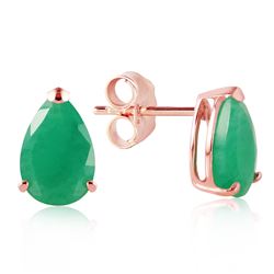 Genuine 2 ctw Emerald Earrings Jewelry 14KT Rose Gold - REF-34A3K