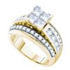 Image 1 : 2 CTW Princess Diamond Cluster Bridal Engagement Ring 14KT Yellow Gold - REF-277X4Y