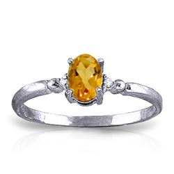 Genuine 0.46 ctw Citrine & Diamond Ring Jewelry 14KT White Gold - REF-27A3K