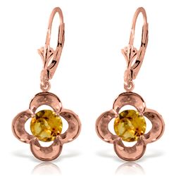 Genuine 1.10 ctw Citrine Earrings Jewelry 14KT Rose Gold - REF-37Z7N