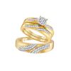Image 1 : 0.45 CTW His & Hers Diamond Cluster Matching Bridal Ring 10KT Yellow Gold - REF-52M4H