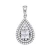 Image 1 : 1.01 CTW Princess Diamond Teardrop Cluster Pendant 14KT White Gold - REF-89X9Y