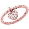 Image 1 : 0.11 CTW Diamond Heart Dangle Rope Stackable Ring 10KT Rose Gold - REF-18K2W