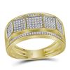 0.36 CTW Mens Pave-set Diamond Faceted Cluster Ring 10KT Yellow Gold - REF-49F5N