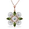 Image 1 : Genuine 6.3 ctw Peridot & Pearl Necklace Jewelry 14KT Rose Gold - REF-59Y2F