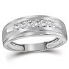 Image 1 : 0.23 CTW Mens Diamond Wedding Ring 10KT White Gold - REF-26N9F