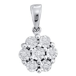 0.05 CTW Diamond Cluster Pendant 10KT White Gold - REF-6M2H