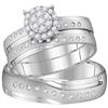 Image 1 : 0.33 CTW His & Hers Diamond Cluster Matching Bridal Ring 14KT Yellow Gold - REF-75X2Y