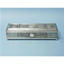 An antique French silver patinated, velvet li...