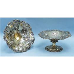 A pair of English gilt sterling silver footed...