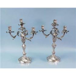 A pair of important antique French four branc...
