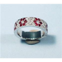 A fine 18 kt. white gold, diamond and ruby ri...