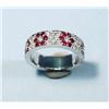 Image 1 : A fine 18 kt. white gold, diamond and ruby ri...
