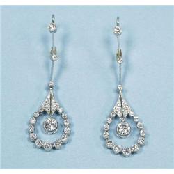 A pair of platinum, 18 kt. gold and diamond p...