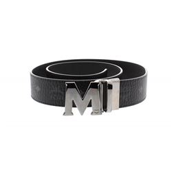 MCM Black Visetos Coated Canvas Saffiano Leather Claus Reversible Belt