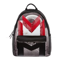 MCM Red Black Coated Canvas Moonwalker Series Backpack