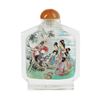 Image 3 : Vintage Large Chinese Reverse Painted Snuff Bottle "Seven Maidens and a Basket"