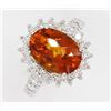 Image 2 : 4.25 Carat Oval Cut Madeira Citrine Diamond Engagement Ring in 14k White Gold