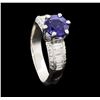 Image 4 : 2.08 ctw Blue Sapphire and Diamond Ring - Platinum