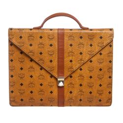 MCM Brown Visetos Coated Canvas Vintage Briefcase