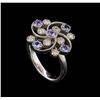 Image 4 : 0.60 ctw Tanzanite and Diamond Ring - 14KT White Gold