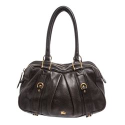 Burberry Black Grained Leather Shoulder Bag