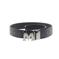 MCM Black Visetos Coated Canvas Saffiano Leather Claus Reversible Belt
