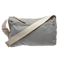 Prada Gray Nylon Zip Top Messenger Handbag