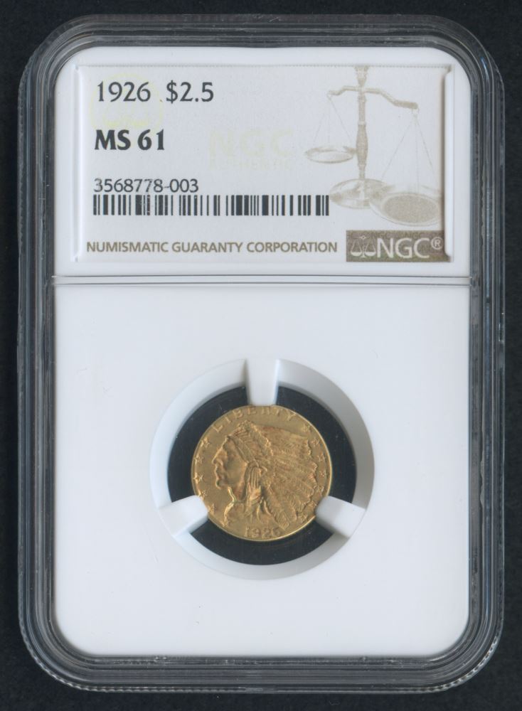 1926 250 Indian Head Quarter Eagle Gold Coin Ngc Ms 61