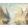 Image 1 : L. Sykes Oil on Canvas Humminger Fjord Dated 1942