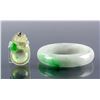 Image 2 : Burma Green Jadeite Carved Bangle and Pendant