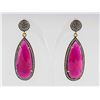 Image 1 : Gold Plated Ruby & Cubic Crystal Earrings CRV $833