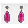 Image 3 : Gold Plated Ruby & Cubic Crystal Earrings CRV $833