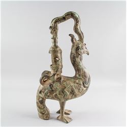 Chinese Archaistic Bronze Phoenix Lamp